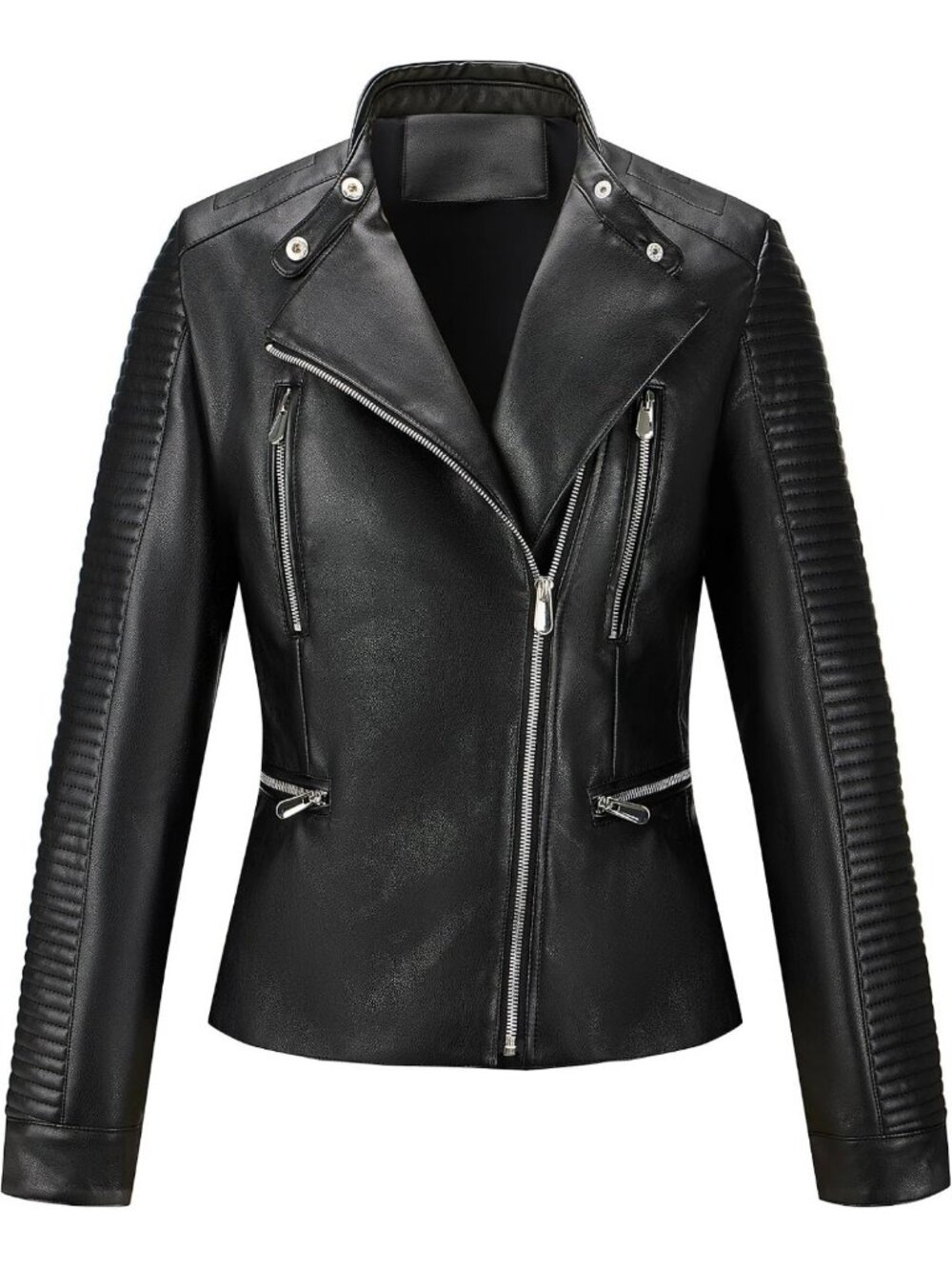 Chic Women’s Faux Leather Moto Jacket | Asymmetrical Biker Style Outerwear